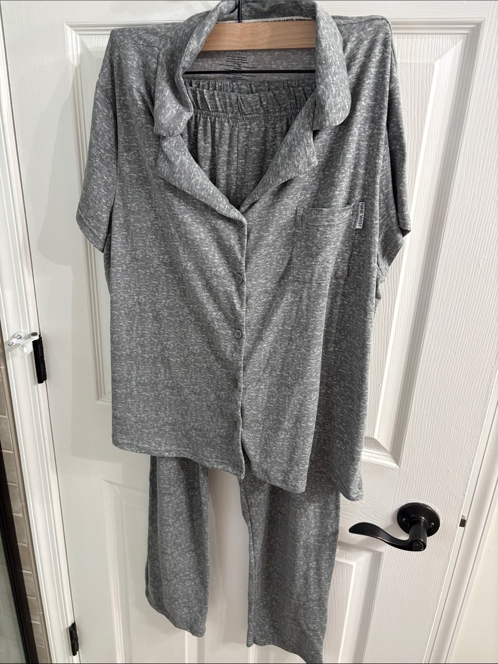 Nine West Grey Wide-Leg Lounge Jumpsuit Set